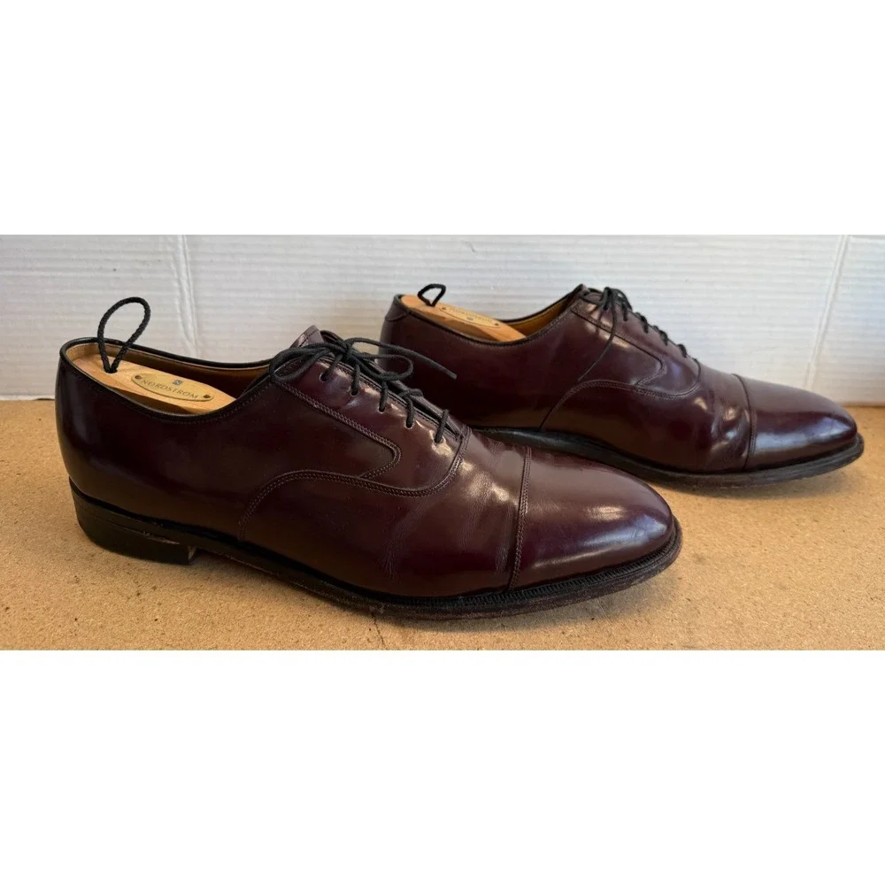 Johnston‎ & Murphy Men's Burgundy Leather Cap Toe Oxfords 12 D/B 24-93120